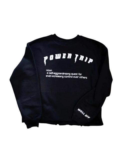 WELL OFF "POWER TRIP" CROP CREW NECK SWEATER